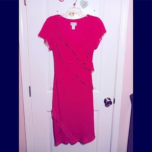 Hot Pink. Delicate, feminine ruffles. Classic Gently worn. Cool, light sheer